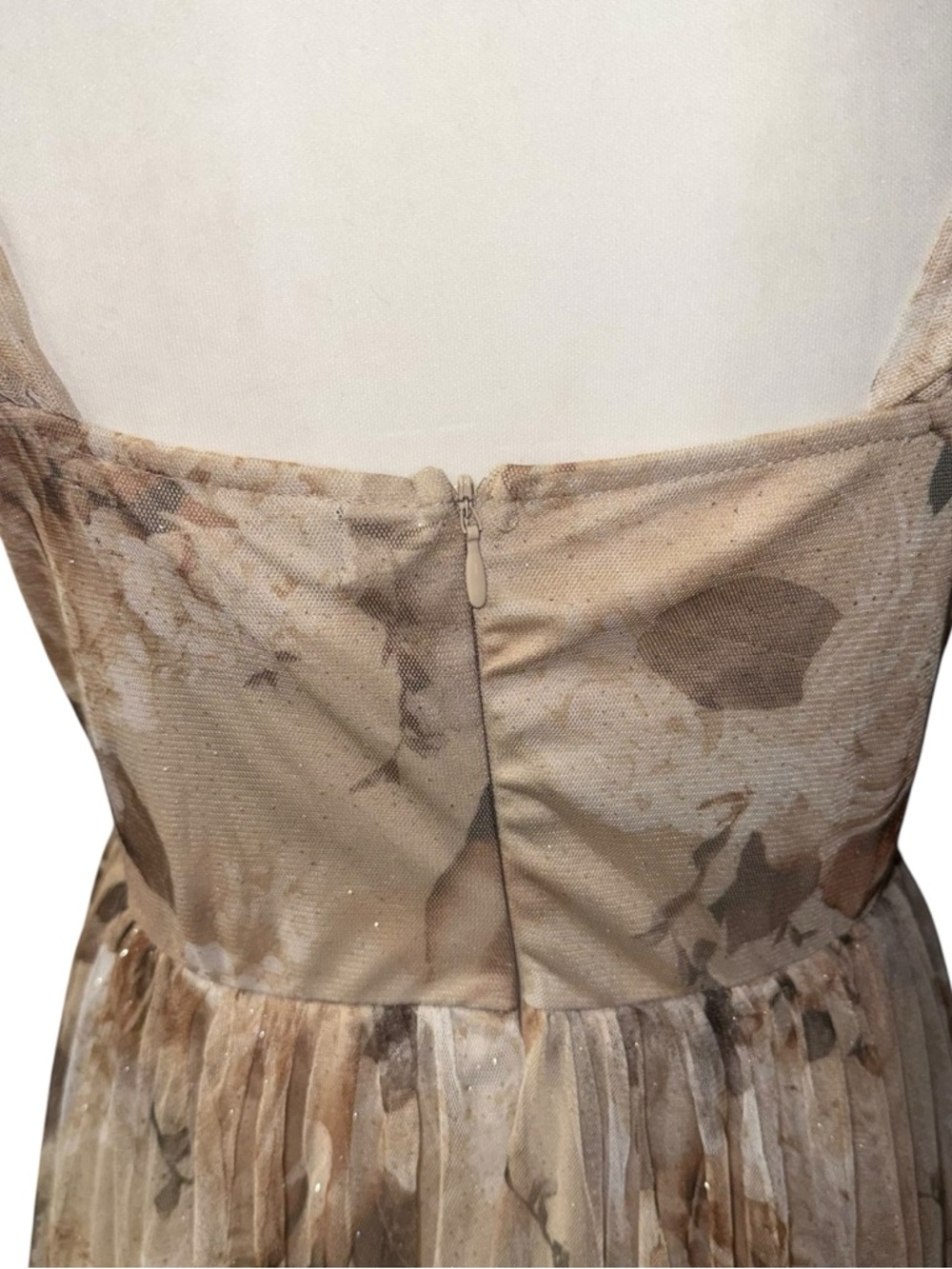 Candalite Petite Medium Floral Off-Shoulder Midi Dress sparkle beige brown fairy - Picture 7 of 16